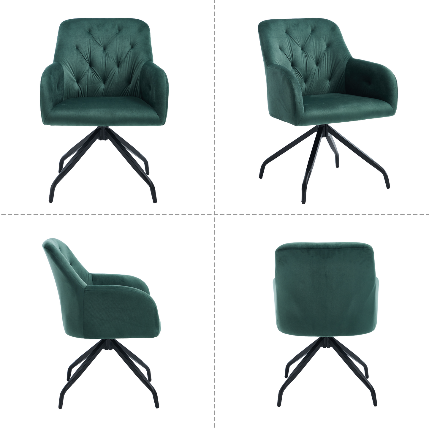 Kaufhof 360° drehbare Esszimmerstühle/Armlehnstühle 2er Set Samt Olivegrün