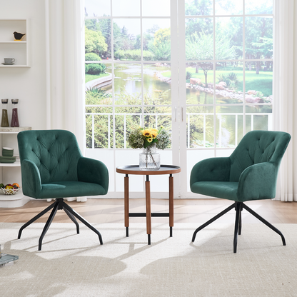 Kaufhof 360° drehbare Esszimmerstühle/Armlehnstühle 2er Set Samt Olivegrün