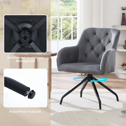 Kaufhof 360° drehbare Esszimmerstühle/Armlehnstühle 2er Set Samt Grau