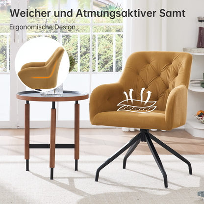 Kaufhof 360° drehbare Esszimmerstühle/Armlehnstühle 2er Set Samt Gelb