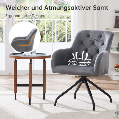 Kaufhof 360° drehbare Esszimmerstühle/Armlehnstühle 2er Set Samt Grau