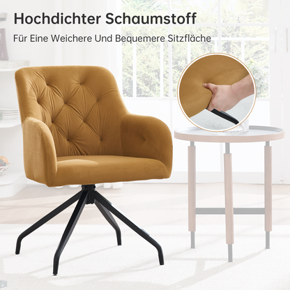 Kaufhof 360° drehbare Esszimmerstühle/Armlehnstühle 2er Set Samt Gelb