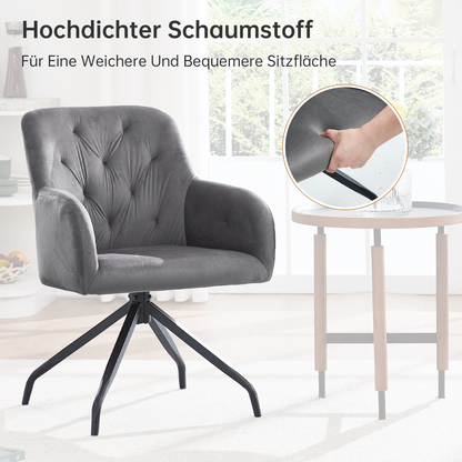 Kaufhof 360° drehbare Esszimmerstühle/Armlehnstühle 2er Set Samt Grau